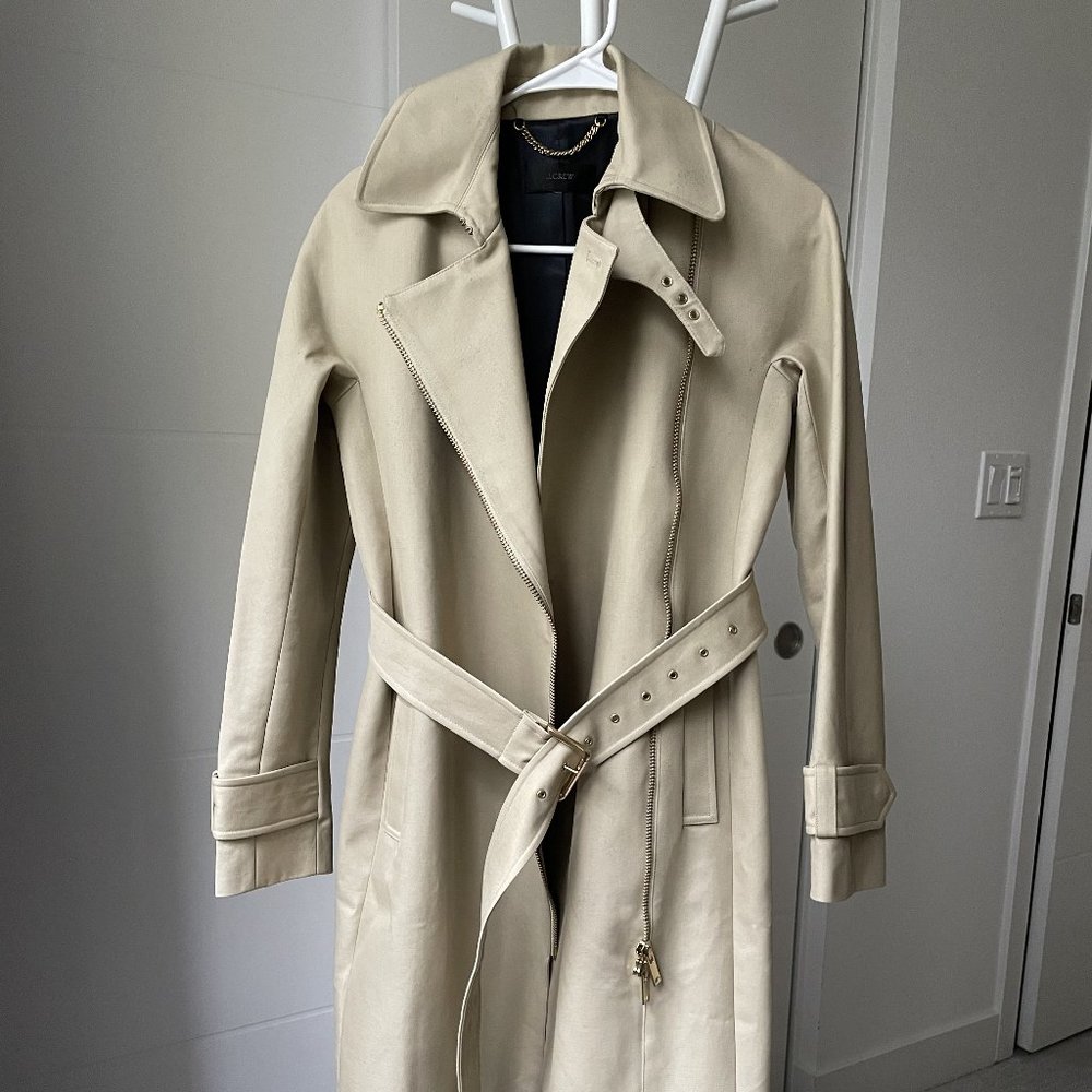 J.Crew Belted Zip Trench Coat Vintage Khaki | Size Small